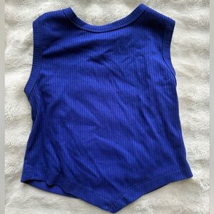 Blue Ribbed Sleeveless Top